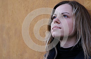 Woman looking to a sky