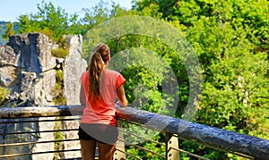 Woman looking at the view of landscape