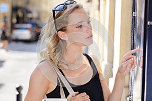 Woman looking at window display