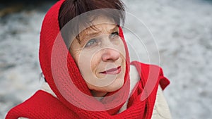 Woman looks with hope to the sky