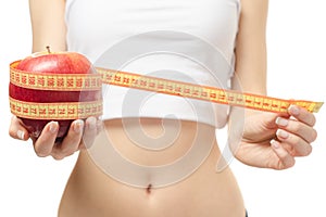 Woman lose weight slimness centimeter apple