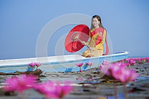 Woman with lotus