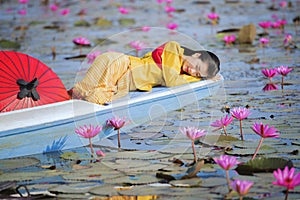 Woman with lotus