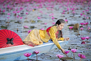 Woman with lotus