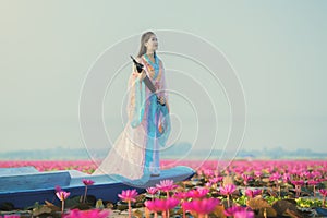 Woman with lotus