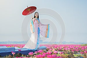 Woman with lotus