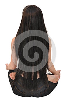 Woman in lotus yoga position