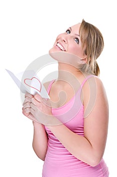 Woman with love letter