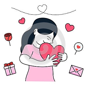 Woman in love, Love yourself , Take time for your self, Vector illustration