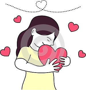 Woman in love, Love yourself, Vector illustration
