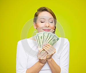 Woman loves money