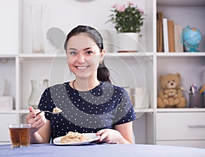 Woman with low calorie breakfast