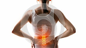 Woman with Lower Back Pain Highlighted Spine