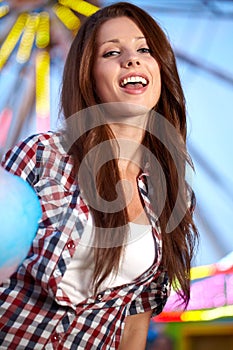 Woman in the lunapark photo