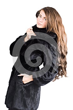 Woman in Luxury expensive mink coat