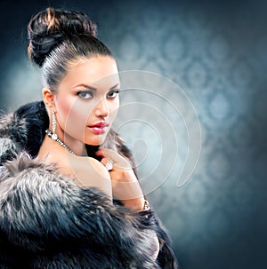 Woman in Luxury Fur Coat