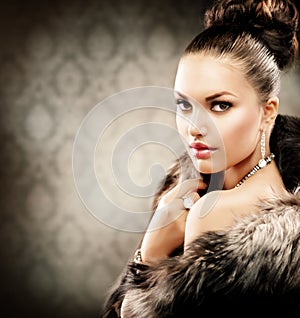 Woman in Luxury Fur Coat