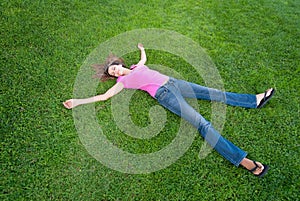 Woman lying grass