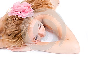 Woman lying on spa treatment