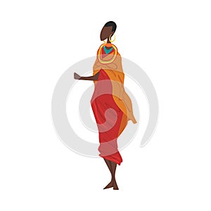 Woman in Maasai National lothing, Female Representative of Country in Traditional Outfit of Nation Cartoon Style Vector