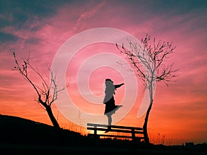 Woman and magical sky