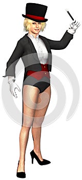 Woman Magician Cartoon Illustration Isolated