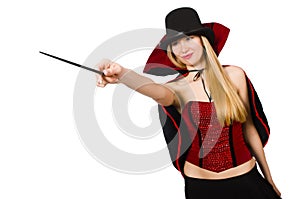 Woman magician with magic wand