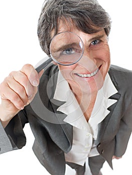 Woman with magnifying glass