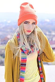 Woman maintaining fashion blog. Hipster woman with fashion makeup. Beauty and fashion look of vogue model. Fashion