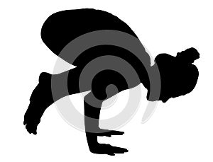 Woman makes yoga exercise. Vector silhouette. Vector images set collection