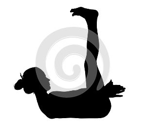 Woman makes yoga exercise. Vector silhouette. Vector images set collection