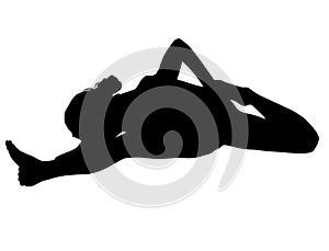 Woman makes yoga exercise. Vector silhouette. Vector images set collection