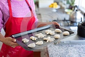 Woman making Christmas cookies