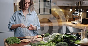 Woman making healthy food at home