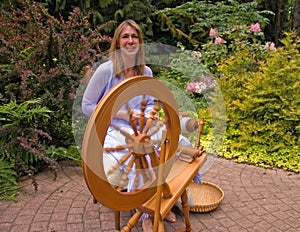 Woman Making Homespun Yarn