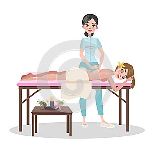 Woman making massage for a young lady
