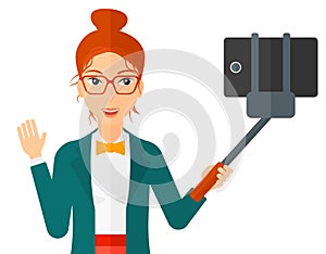 Woman making selfie