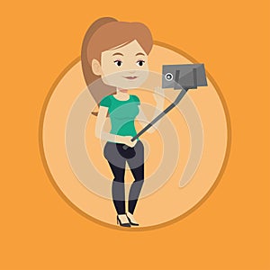 Woman making selfie vector illustration.