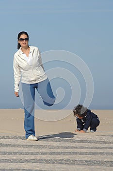 Woman making stretching moves