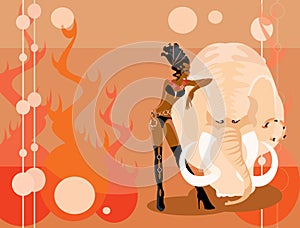 Woman and mammoth