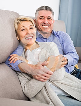 Woman and man 51-56 years old are happy