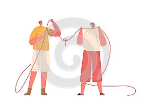 Woman And A Man Characters Interconnected By An Unbreakable Thread, Symbolizing The Strength Of Their Social Ties