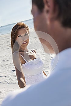 Woman Man Couple Dancing Walking on Empty Beach