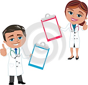 Woman and Man Doctor Showing Folder