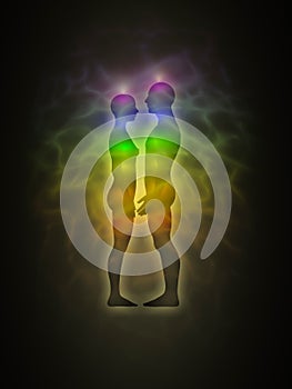 Woman and man energy body, aura, chakras, energy,