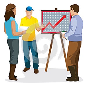 Woman and man farmer isolated statistic presentation vector illustration