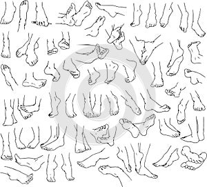 Woman Man Feet Pack Lineart 1