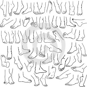 Woman Man Feet Pack Lineart 3