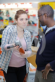 Woman and man in hardware store