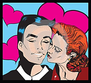 Woman and man kissing KIssing Couple Pop art